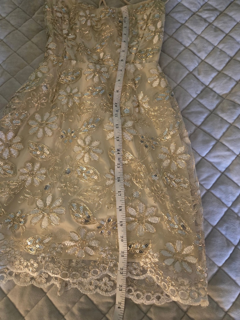 Lucy in the Sky Ivory Floral Sequin Mini Dress - Picture 3 of 3